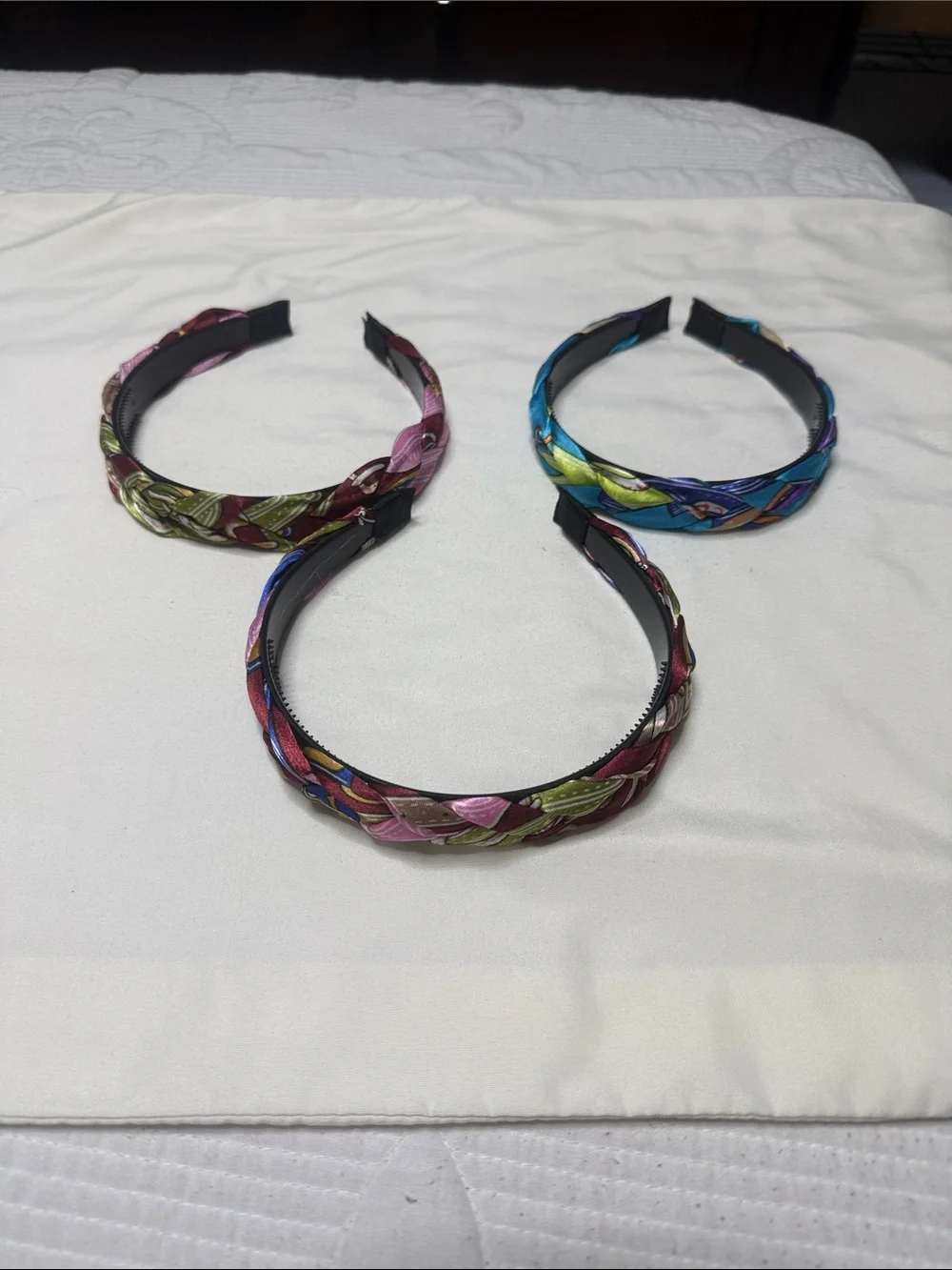 12 Sets of Kids Braided Satin Headbands - Multi Color Pack